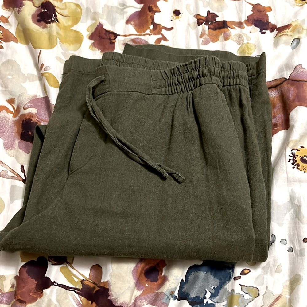 GUC Old Navy Army Green Linen Blend Pants Size M